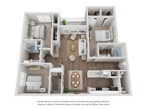 C1 3 Bedroom x 2 Bath 1,316 sf